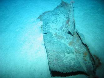 Large piece of twisted steel in debris field